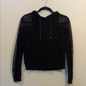 Black hoodie, half mesh arms